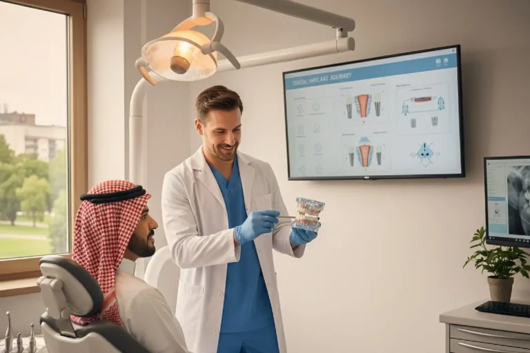 طبيب أسنان يشرح عملية زراعة الأسنان للمريض و أسعار زراعة الأسنان في مصر 2025